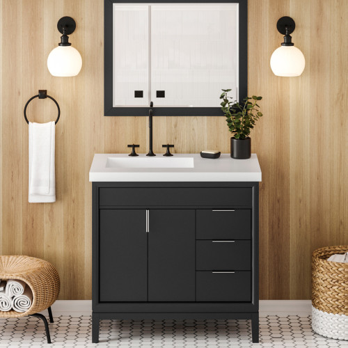Theodora 36" Single Bathroom Vanity Set | VKITTHE36BKRER | Jeffrey Alexander