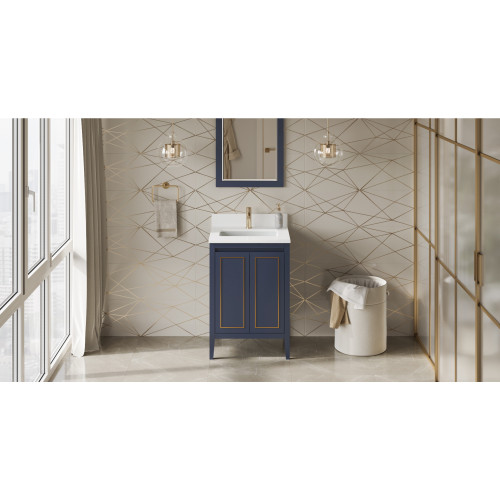 24" Hale Blue Percival Vanity, White Quartz Vanity Top, undermount rectangle bowl | VKITPER24BLWQR1 | Jeffrey Alexander