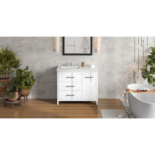Katara 42" Single Bathroom Vanity Set | VKITKAT42WHRER | Jeffrey Alexander