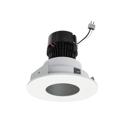 4" Pearl Low Voltage LED Round Pinhole Retrofit, 950lm / 11W, 2700K, Haze Pinhole / Matte Powder White Flange
