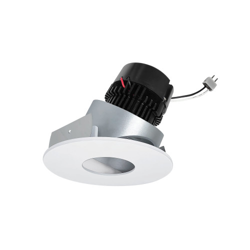 4" Pearl Low Voltage LED Round Adjustable Pinhole Retrofit, 950lm / 11W, 4000K, Haze Pinhole / Matte Powder White Flange