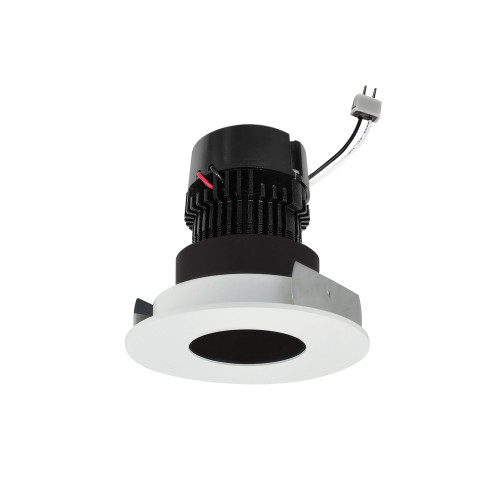 4" Pearl Low Voltage LED Round Pinhole Retrofit, 550lm / 11W, Comfort Dim, Black Pinhole / Matte Powder White Flange