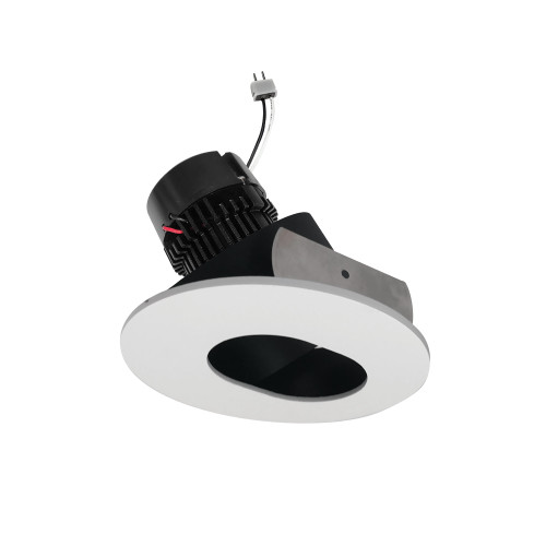 4" Pearl Low Voltage LED Round Adjustable Slot Aperture Retrofit, 950lm / 11W, 3500K, Black Slot Aperture / Matte Powder White Flange