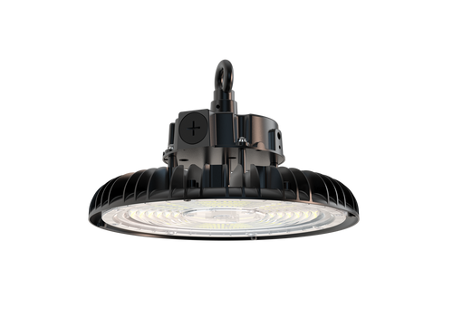 ASD Lighting ASD-UHB2AHV-PRO-200-BK LED UFO High Bay with Q-base Power Adjustable 100/150/200W 277-480V CCT Selectable 3000/4000/5000K High Voltage with safety cable Dimmable Black UL DLC Premium | ASD Lighting at lightingandsupplies.com