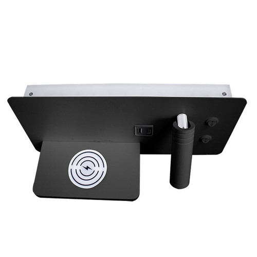 Westgate BRL-SHR-WCH-BK Bedside Reading Light Surf. Horiz. Right-Side 3W, 7W Night Light, Usb2 Usbc Wireless Charger, 30K, Bk | Westgate at lightingandsupplies.com