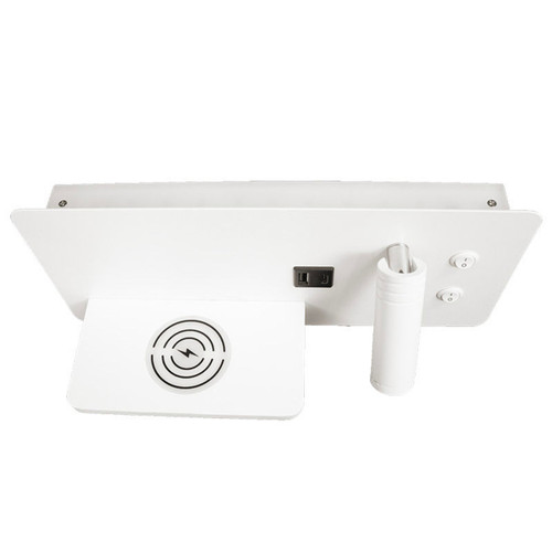 Westgate BRL-SHR-WCH-WH Bedside Reading Light Surf. Horiz. Right-Side 3W, 7W Night Light, Usb2 Usbc Wireless Charger, 30K, Wh | Westgate at lightingandsupplies.com