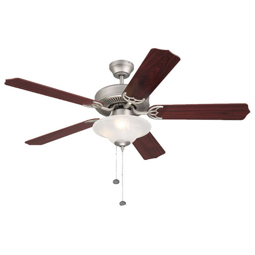 Westgate WFL-105-PC-5B-52-SN-RWSO 52In 5-Blade Ceiling Fan And Light 3X7W A15 Pull Ch. Satin Nickel And Rosewood/Silver Oak Blades | Westgate at lightingandsupplies.com
