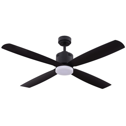 Westgate WFL-117DL-WS-4B-52-30K-BK-BK 52In 4-Blade Damp Loc. Ceiling Fan And Light 30K 19W Integ. LED Wall Switch Black And Black Blades | Westgate at lightingandsupplies.com