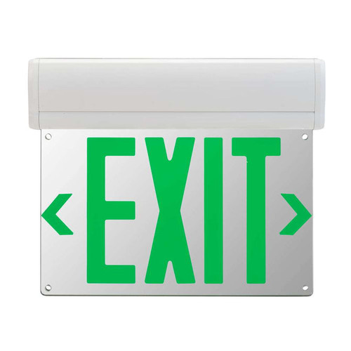 Keystone Exit Sign Edge Lit Style 1 White Color Single Or Double Facing Green Lettering Surface Mount 120-277Vac Emergency Battery Backup (KT-EX-EL1-WH3GL-SU) | Keystone Technologies | Keystone Technologies at lightingandsupplies.com