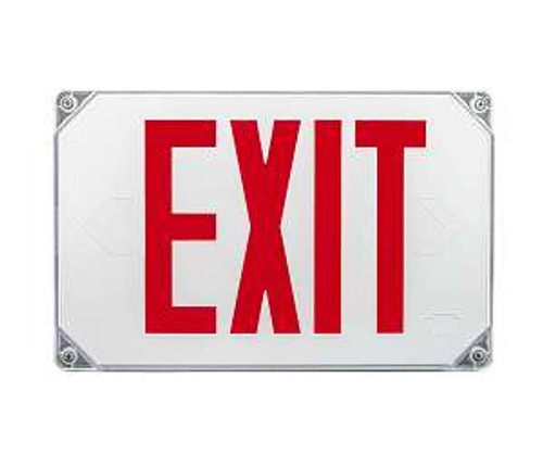 Keystone Exit Sign Thermoplastic Style 2 White Color Single Or Double Facing Red Lettering Surface Mount 120/277Vac Emergency Battery Backup (KT-EX-TP2-WH3RL-SD) | Keystone Technologies | Keystone Technologies at lightingandsupplies.com