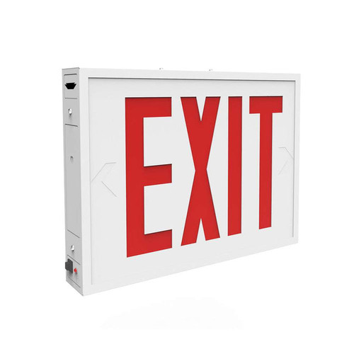 Keystone Exit Sign Steel NYC Compliant Style 1 White Color Single Facing Red Lettering Surface Mount 120-277 Vac Input Emergency Battery Backup (KT-EX-STNY1-WH3RL-SU) | Keystone Technologies | Keystone Technologies at lightingandsupplies.com