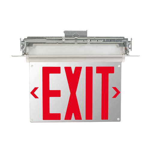 Keystone Exit Sign Edge Lit NYC Compliant Style 1 White Color Single Or Double Facing Red Lettering Recessed Mount 120-277 Vac Input Emergency Battery Backup (KT-EX-ELNY1-WH3RL-RU) | Keystone Technologies | Keystone Technologies at lightingandsupplies.com