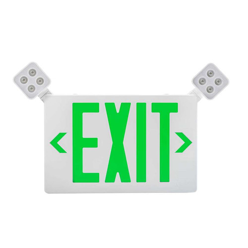 Keystone Exit Combination Style 2 White Color Single Or Double Facing Red Or Green Switchable Lettering 6500K Dual Heads 120-277Vac Emergency Battery Backup Remote Capable (KT-EC-TP2-WH3RGW-SU-RC) | Keystone Technologies | Keystone Technologies at lightingandsupplies.com