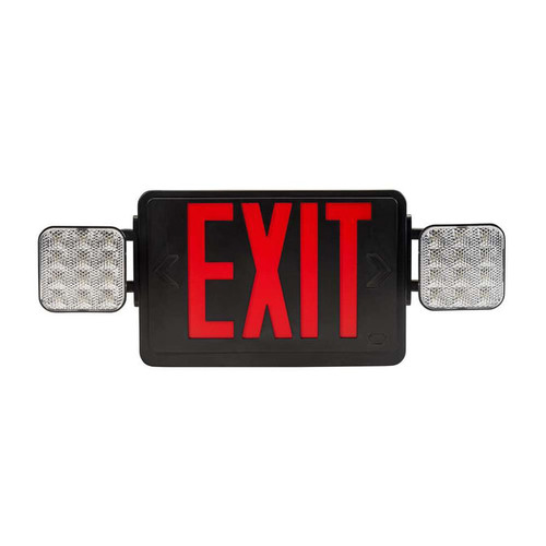 Keystone Exit Combination Style 1 Black Color Single Or Double Facing Red Or Green Switchable Lettering 6500K Dual Heads 120/277Vac Emergency Battery Backup Remote Capable (KT-EC-TP1-BL3RGW-SD-RC) | Keystone Technologies | Keystone Technologies at lightingandsupplies.com