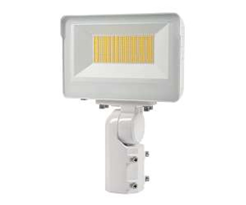 Keystone Technologies 100W LED Flood Light w/ Photocell, 120V-277V, CCT Select, White | KT-FLED100-R1A-UNV-8CSB-VDIM-W | Keystone Technologies at lightingandsupplies.com