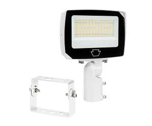 Keystone Technologies 80/90/100W LED Flood Light w/ Photocell, 120V-277V, CCT Select, White | KT-FLED100PS-R4A-UNV-8CSB-VDIM-W | Keystone Technologies at lightingandsupplies.com