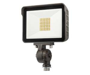 Keystone Technologies 15W LED Flood Light w/ Photocell, 120V-277V, CCT Select, Bronze, TAA | KT-FLED15-R1A-UNV-8CSB-VDIM /TAA | Keystone Technologies at lightingandsupplies.com