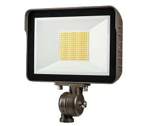 Keystone Technologies 35W LED Flood Light w/ Photocell, 120V-277V, CCT Select, Bronze, TAA | KT-FLED35-R1A-UNV-8CSB-VDIM /TAA | Keystone Technologies at lightingandsupplies.com