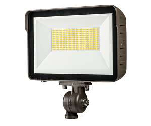 Keystone Technologies 60W LED Flood Light w/ Photocell, 120V-277V, CCT Select, Bronze, TAA | KT-FLED60-R1A-UNV-8CSB-VDIM /TAA | Keystone Technologies at lightingandsupplies.com