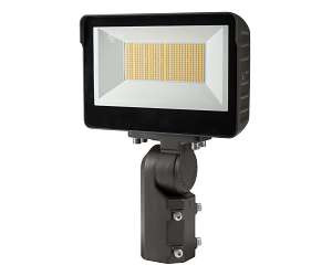 Keystone Technologies 100W LED Flood Light w/ Photocell, 120V-277V, CCT Select, Bronze, TAA | KT-FLED100-R1A-UNV-8CSB-VDIM /TAA | Keystone Technologies at lightingandsupplies.com