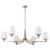 60-8226 - 6-Light Chandelier 40in Brushed Nickel Etched White Glass 60W Candelabra - Satco/Nuvo