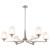 60-8226 - 6-Light Chandelier 40in Brushed Nickel Etched White Glass 60W Candelabra - Satco/Nuvo
