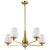 60-8235 - 5-Light Chandelier 60W Max E12 Base Vintage Brass Etched White Glass - Satco/Nuvo