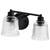 60-8602 - 2-Light Vanity 100W Max Matte Black Clear Ribbed Glass - Satco/Nuvo
