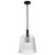 60-8607 - Grayson Large Pendant 12in Matte Black Clear Ribbed Glass - Satco/Nuvo