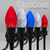 WGC-85144 - C7 Multicolor LED Commercial Patriotic Pathway Lights, 5" Stakes, 75 Lights, 75', Black Wire, 12" Spacing - Wintergreen Corporation
