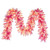 VIC-K255313LED - 9' x 12" Flocked Pink Garland Dura Lit 100 Warm White - Vickerman