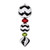 VIC-M149727 - 24" Black/White/Red/Lime Chevron Finial - Vickerman