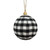VIC-MC210542 - 4" Black/White Plaid Cloth Ball Ornament, 4-Pack - Vickerman