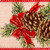 VIC-Q214641 - 2.5"x10yd Cream Pinecone Red Bow Ribbon - Vickerman