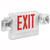 Big Beam Emergency Lighting 2EXKL2GWWU-LED Spec Grade Thermoplastic Combination EXIT/EMERGENCY Square Heads 2EXKL2GWWU-LED Combo with LED Heads, Universal Face, Green Letters, White Stencil, White Housing or 2EXKL2GWWU-LED or BIGBEAM