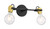 Nuvo 60/6982 Mantra; 2 Light; Vanity Fixture; Black Finish with Brushed Brass Sockets