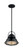 Nuvo 60/7063 Upton; 1 Light; Small Pendant Fixture; Gloss Black Finish with Silver and Textured Black Accents