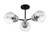 Nuvo 60/7133 Axis; 3 Light; Semi-Flush Fixture; Matte Black Finish with Brushed Nickel Accents; Clear Glass
