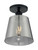 Nuvo 60/7333 Motif; 1 Light; 7 in.; Semi-Flush Black with Smoked Glass
