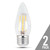 Feit Electric BPETC25/827/LED/2 Filament LED, 25 Watt Equiv., Dimmable, Torpedo Tip, Medium Base, Clear, Decorative Bulb, 200 Lumen, 2700K, 2 Pk
