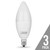 Feit Electric CTF40/10KLED/3 Deco Chandelier, 40 Watt Equiv., 10 Year 11K, Non-Dimmable, Frost, Bent Tip, Candelabra Base, 3000K, 3pk