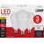 Feit Electric A1560C/10KLED/3 A15 60 Watt Equiv., 10 Year 11K, Non-Dimmable LED, White, Candelabra Base, 2700K, 3 Pk