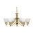 Satco 60-357 Empire; 6 Light; 26 in.; Chandelier with Alabaster Glass Bell Shades