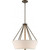 Satco 60-5896 4 Light; Seneca 22 in.; Pendant; Mahogany Bronze Finish with Wrapped Rope; Beige Linen Fabric Shade; Etched Glass Diffuser