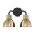 Satco 60-6792 Sloan; 2 Light; Vanity; Matte Black and Burnished Brass Finish