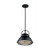 Satco 60-7064 Upton; 1 Light; Large Pendant Fixture; Gloss Black Finish with Silver and Textured Black Accents