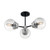 Satco 60-7133 Axis; 3 Light; Semi-Flush Fixture; Matte Black Finish with Brushed Nickel Accents; Clear Glass
