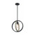 Satco 60-6984 Augusta; 1 Light; Mini Pendant Fixture; Black with Gray Wood Finish