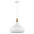 Satco 60-7515 Phoenix; 1 Light; Medium Pendant; Matte White with Burnished Brass