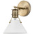 Satco 60-7520 Outpost; 1 Light; Wall Sconce; Matte White with Burnished Brass